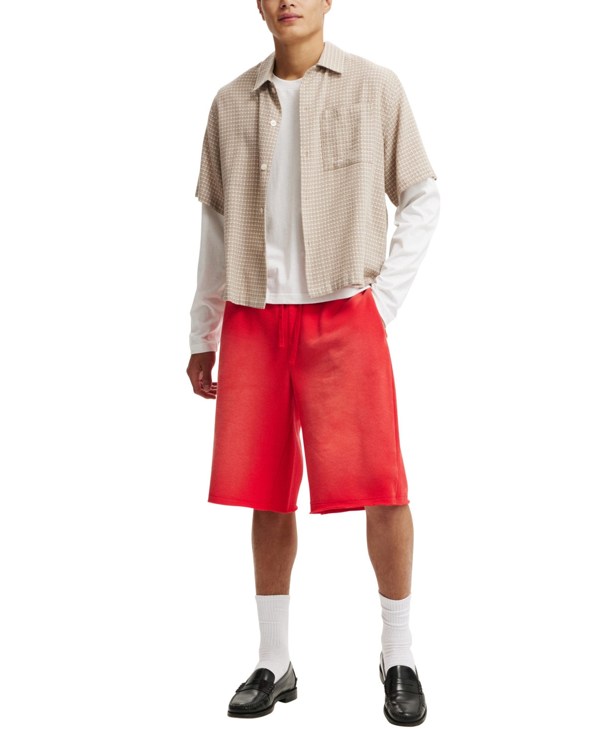 Shop Cotton On Men's Super Baggy Fleece Shorts In Red