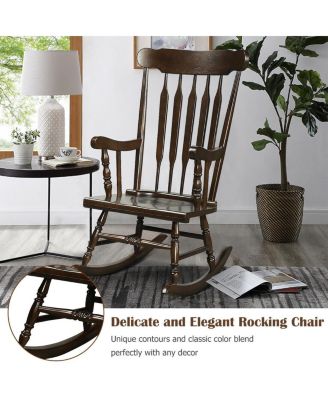 Rocking Chair with Solid Wooden Frame for Garden and Patio