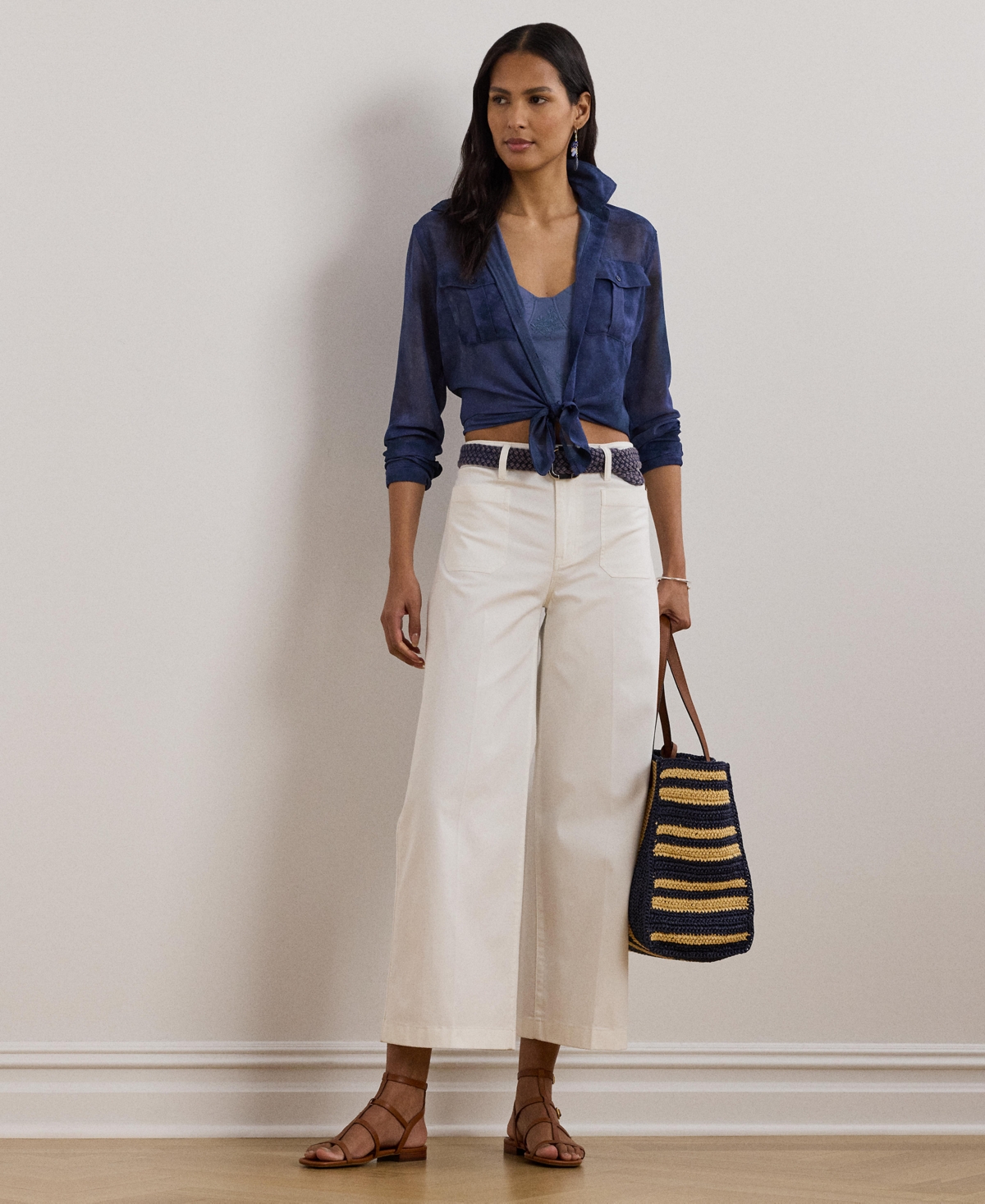 Ralph Lauren Women's Stretch Chino Wide-leg Cropped Pants