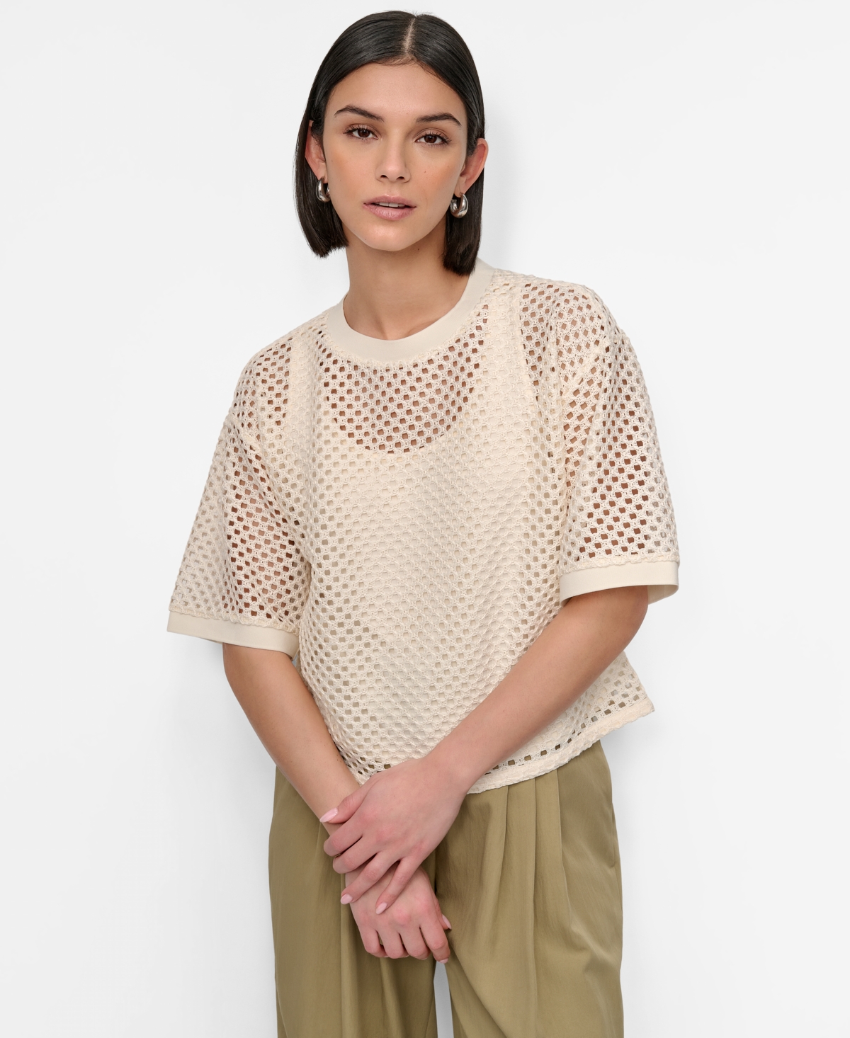 Women's Crochet Knit Top - Coconut
