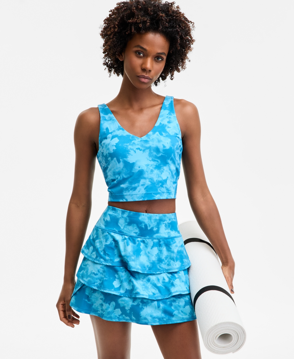 Women's Abstract Print V-Neck Cropped Tank Top, Exclusively at Macy's - Abstract Dye