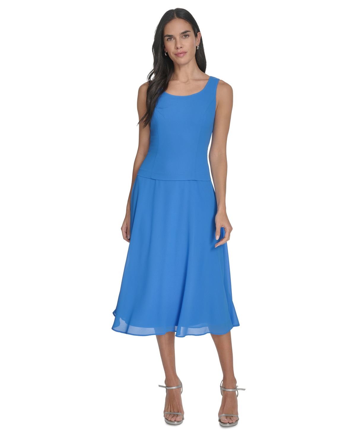 Jessica Howard Women's 2.pc Jewel-neck Midi Dress & Lace 3/4-sleeve Jacket In Blue
