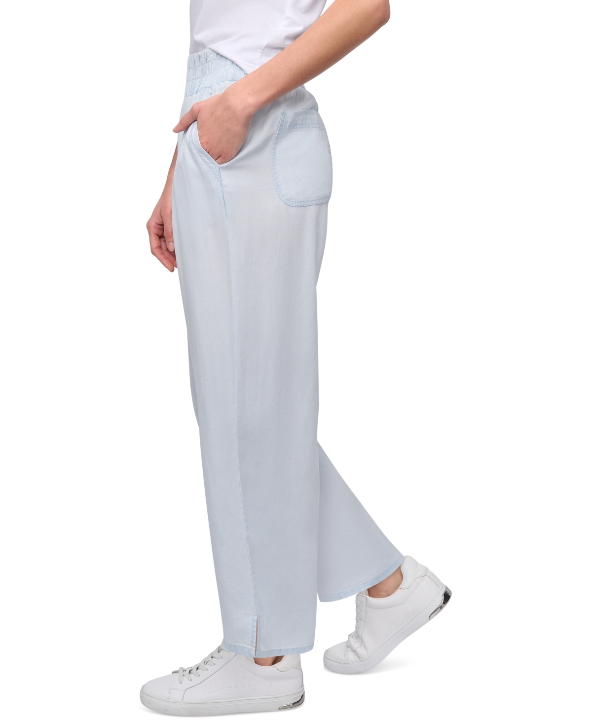 DKNY JEANS PETITE PULL-ON WIDE-LEG PANTS 