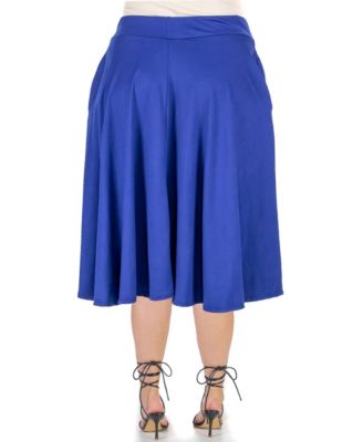 Plus Size Elastic Waist Pleated Pocket Midi Skirt