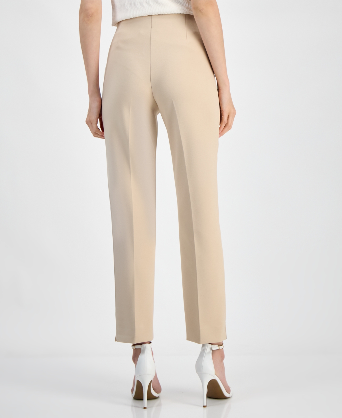 Anne Klein Petite Hollywood Pull-on Straight Pants In Neutral
