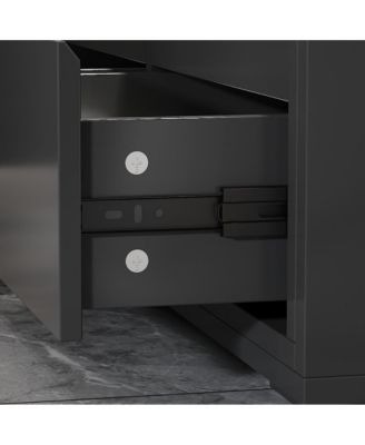 2-Door 2-Drawer MDF Retractable LED Lights & Metal Legs TV Stand