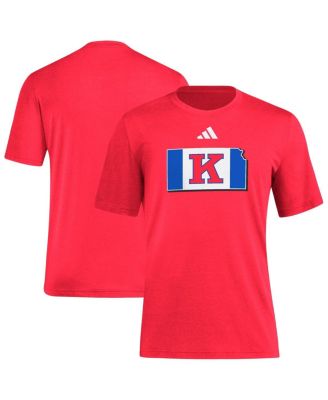 adidas - Men's Red Kansas Jayhawks Basketball State Outline Tri-Blend T-Shirt