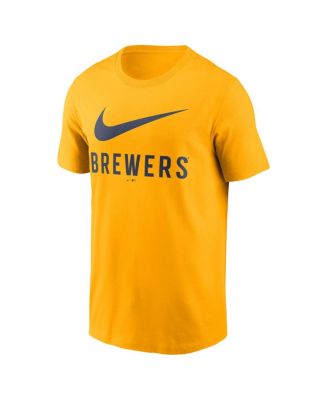 Men's Gold Milwaukee Brewers Swoosh T-Shirt