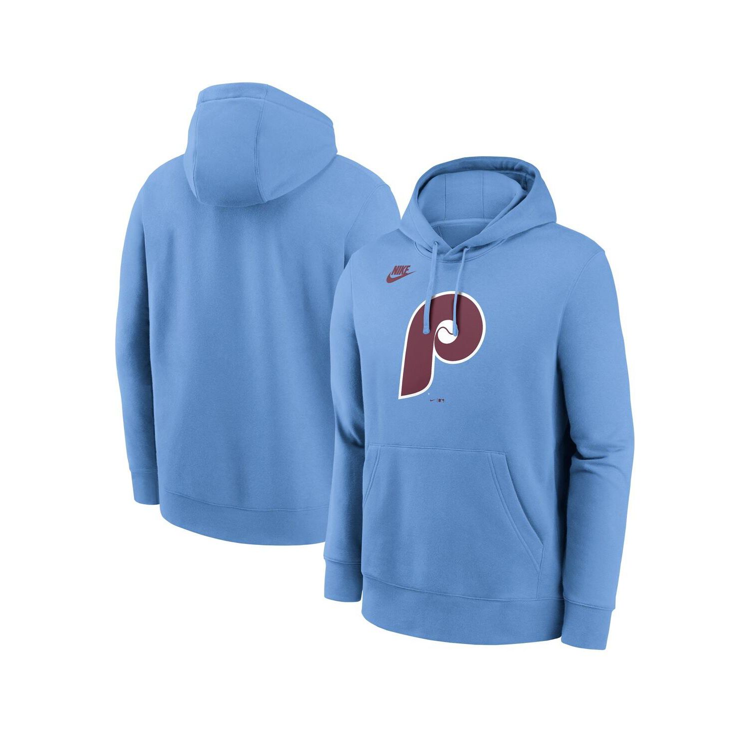 Men's Light Blue Philadelphia Phillies Cooperstown Collection Logo Club Pullover Hoodie