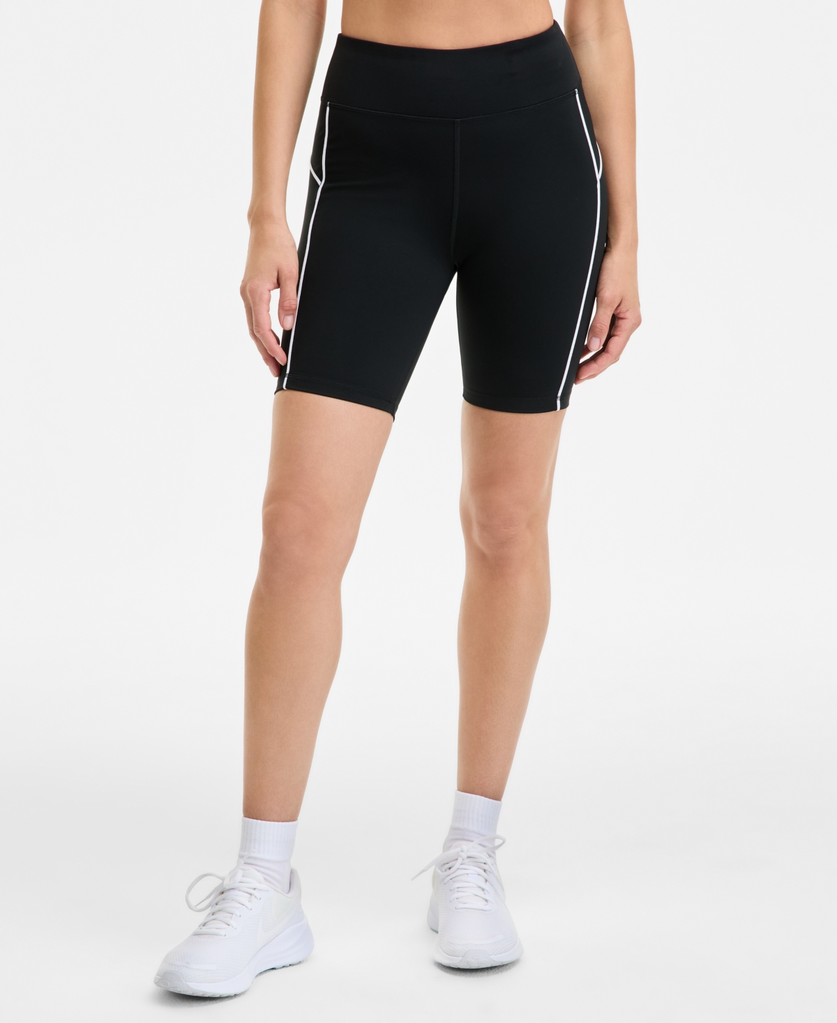Shop Id Ideology Women's Compression Piping Bike Shorts, Exclusively At Macy's
