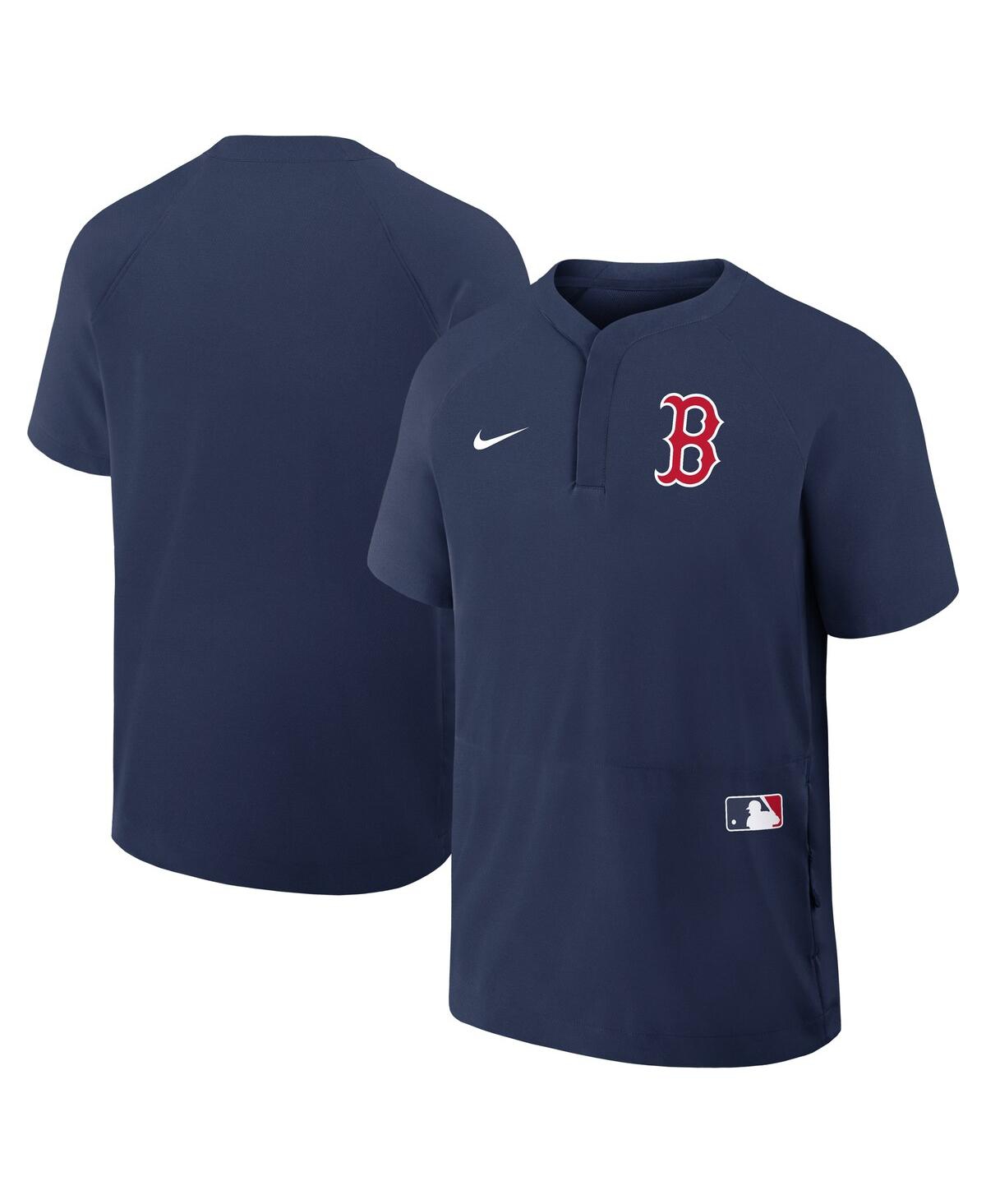 Nike Men's Navy Boston Red Sox Authentic Collection Raglan Short Sleeve Windshirt In Navy