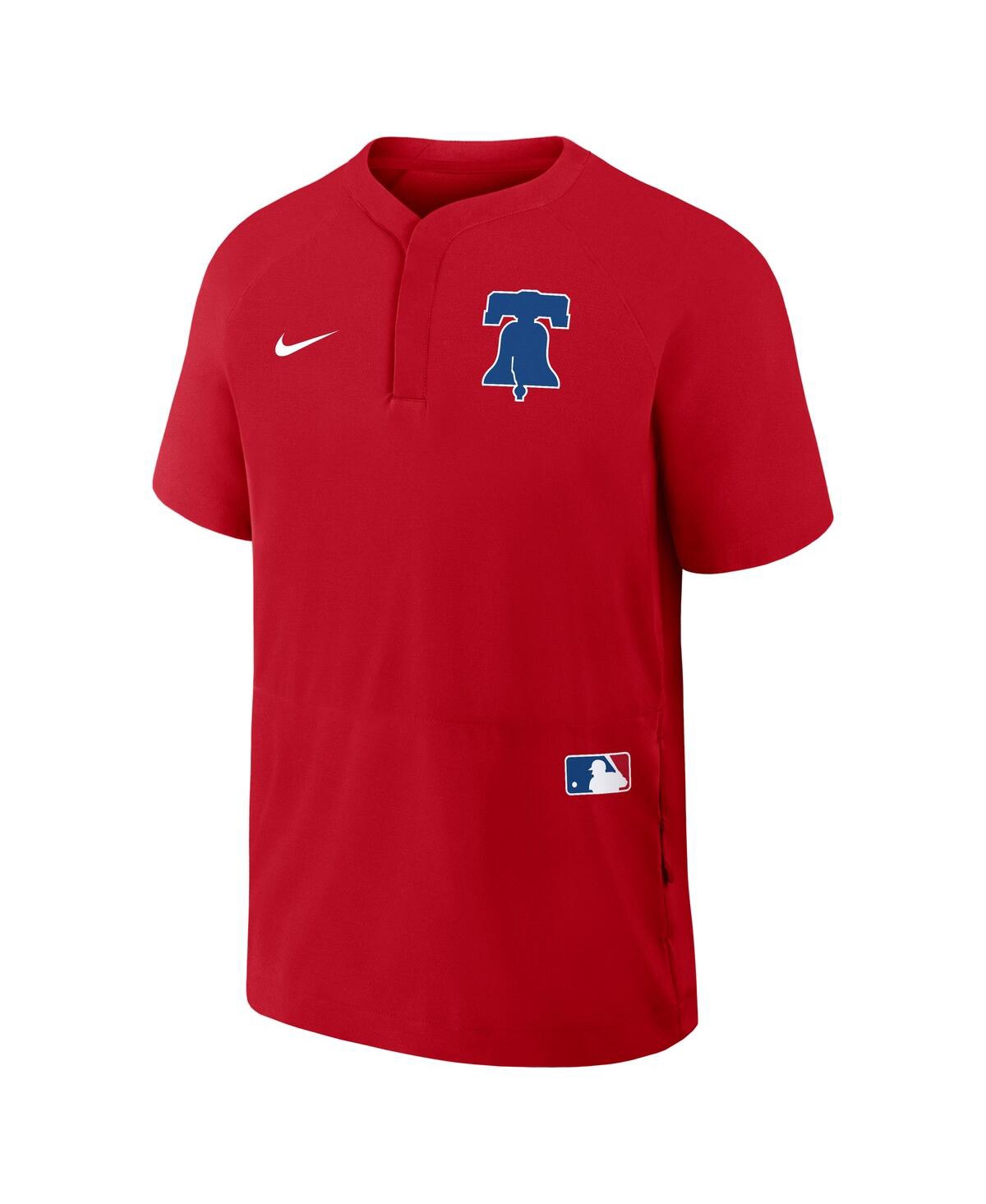 Nike Men's Red Philadelphia Phillies Authentic Collection Raglan Short Sleeve Windshirt In Red