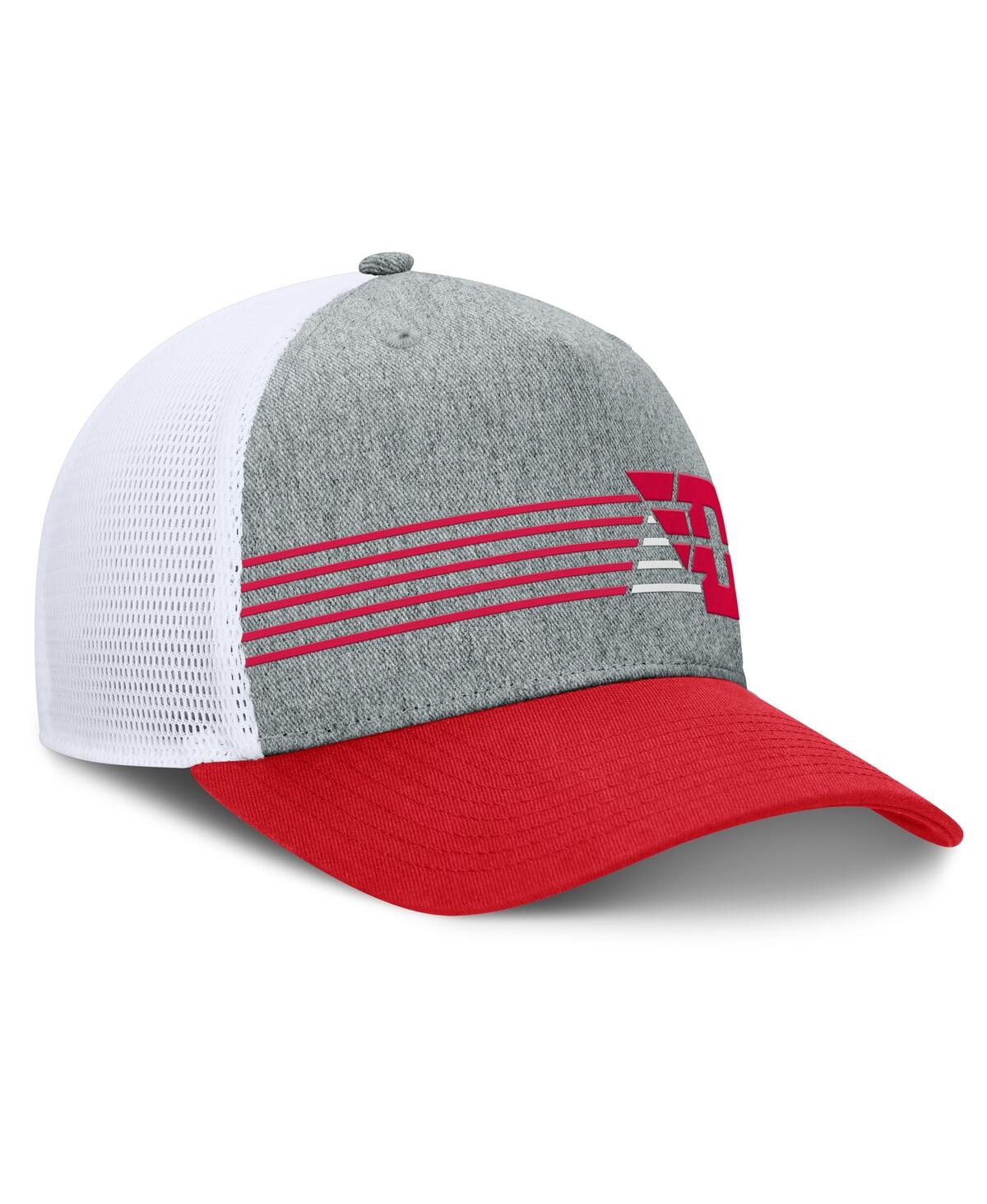 Fanatics Men's Heather Gray/red Dayton Flyers Profile Trucker Adjustable Hat In Heather Gray,red