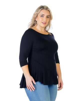 Plus Size Ruched Sleeve Swing Tunic Top