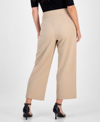 Petite Tie-Front Wide-Leg Cropped Pants