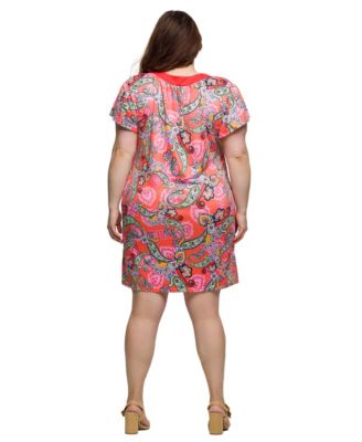 Plus Size Short Sleeve Scoop Neck Mini Dress