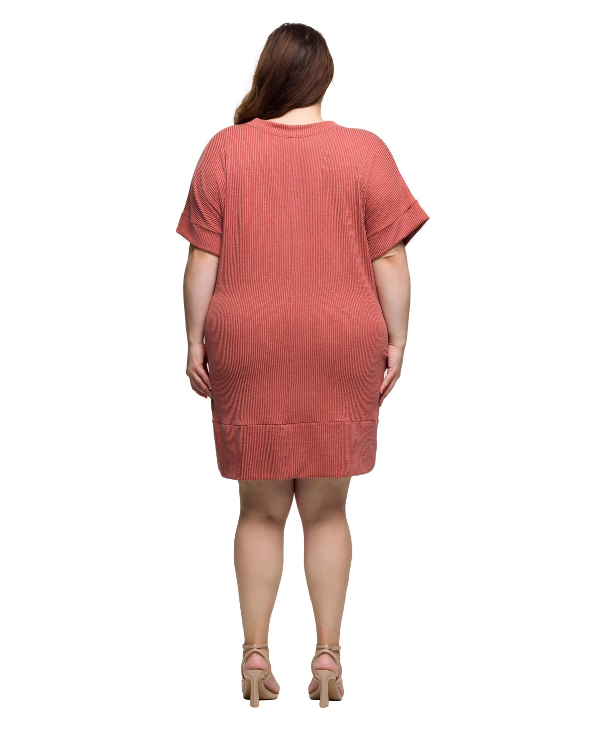 24seven Comfort Apparel Plus Size V-neck Loose Fit Short Sleeve Pocket T Shirt Dress