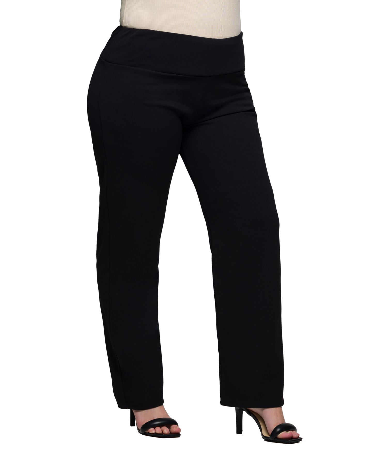 Женские брюки 24seven Comfort Apparel Plus Size Comfortable Stretch High Waist, цвет: Чёрный — фото 3