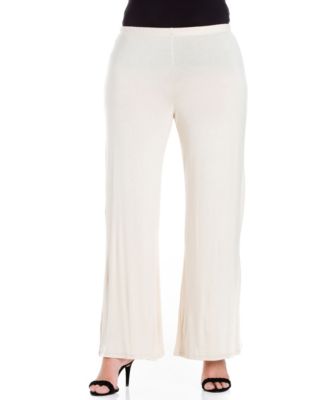 Plus Size Elastic Waist Flared Leg Palazzo Pants
