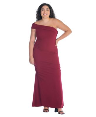 Plus Size Formal One Shoulder Ruched Mermaid Maxi Dress
