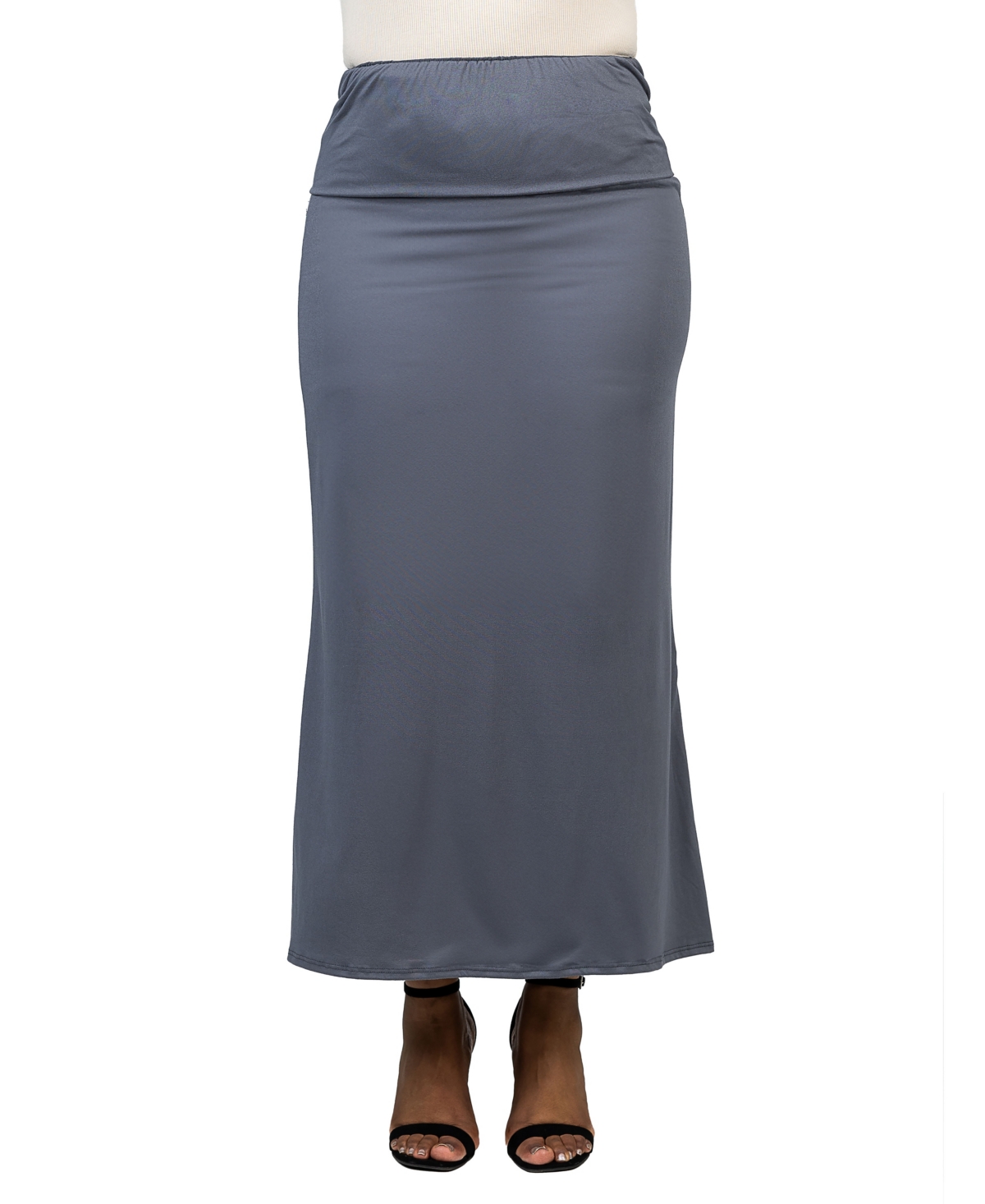24SEVEN COMFORT APPAREL PLUS SIZE COMFORTABLE FOLD OVER MAXI SKIRT 
