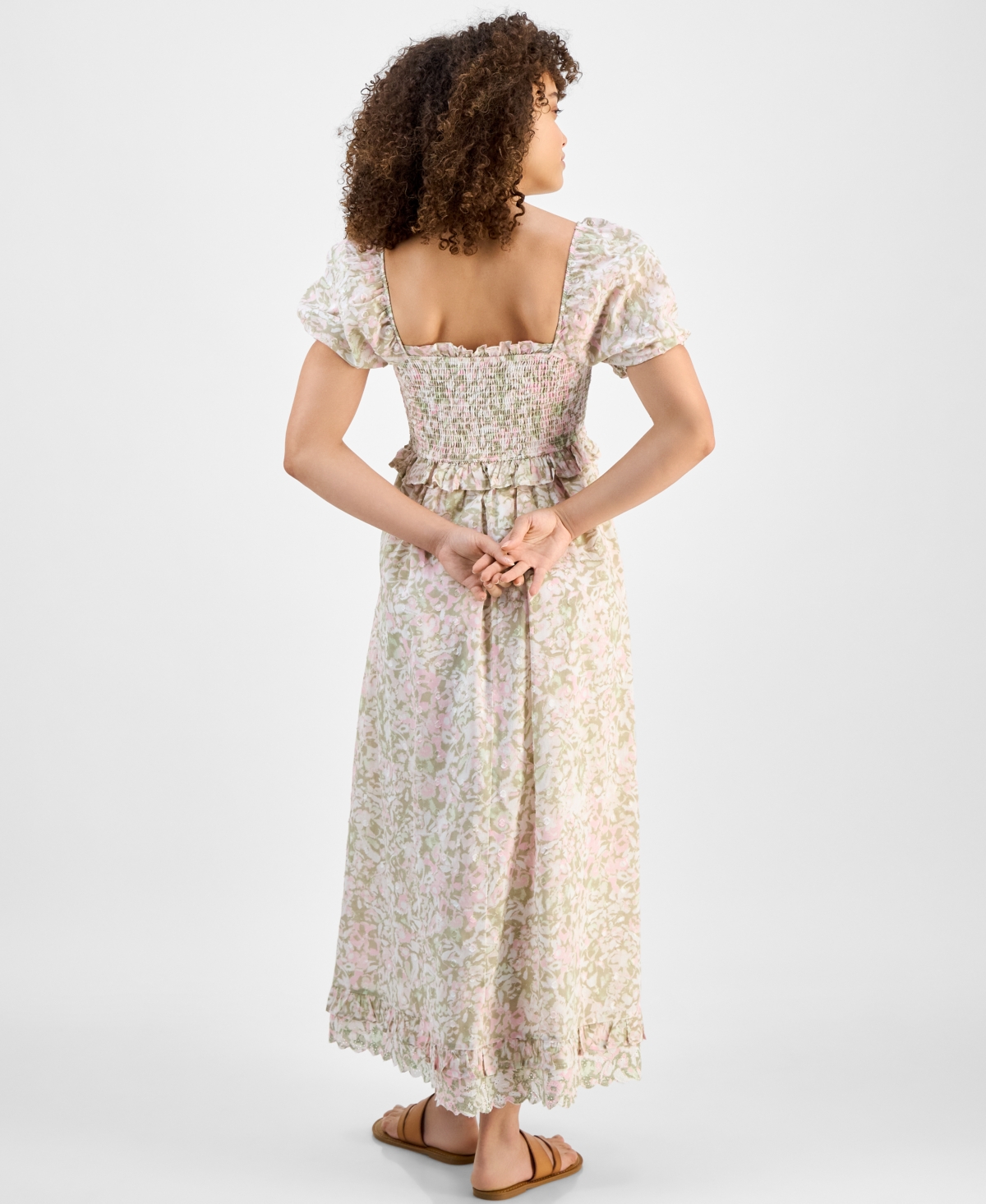 And Now This Petite Smocked Short-sleeve Cotton Maxi Dress, Exclusively At Macy's