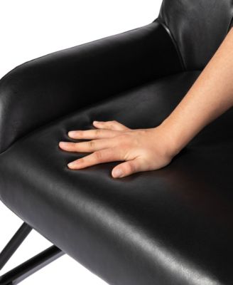 35.75" Leatherette Mid-Century Modern Wingback Accent Chair