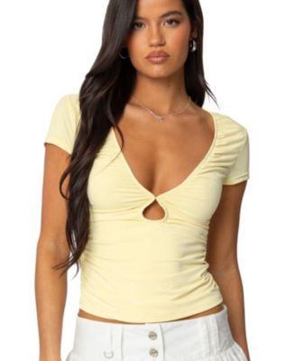Edikted Women's Burkley Keyhole Gathered Top - Macy's