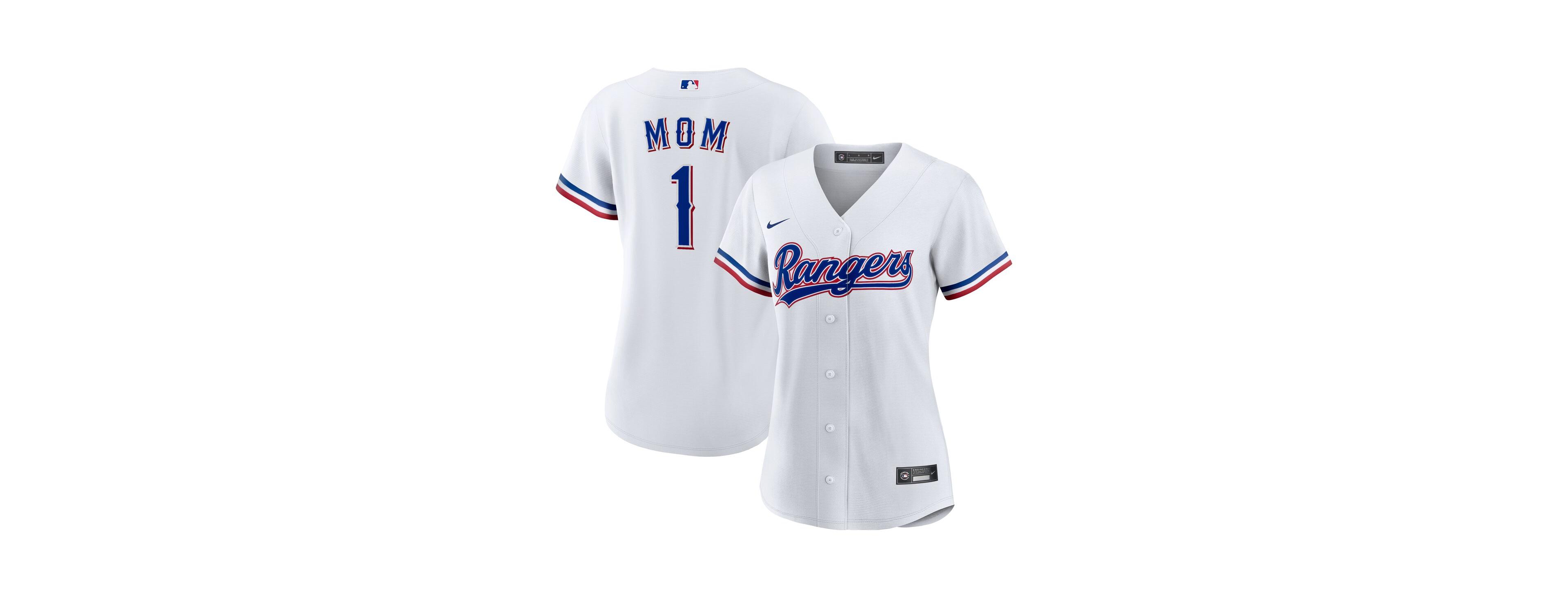 Nike Women's White Texas Rangers 1 Mom Home Replica Jersey
