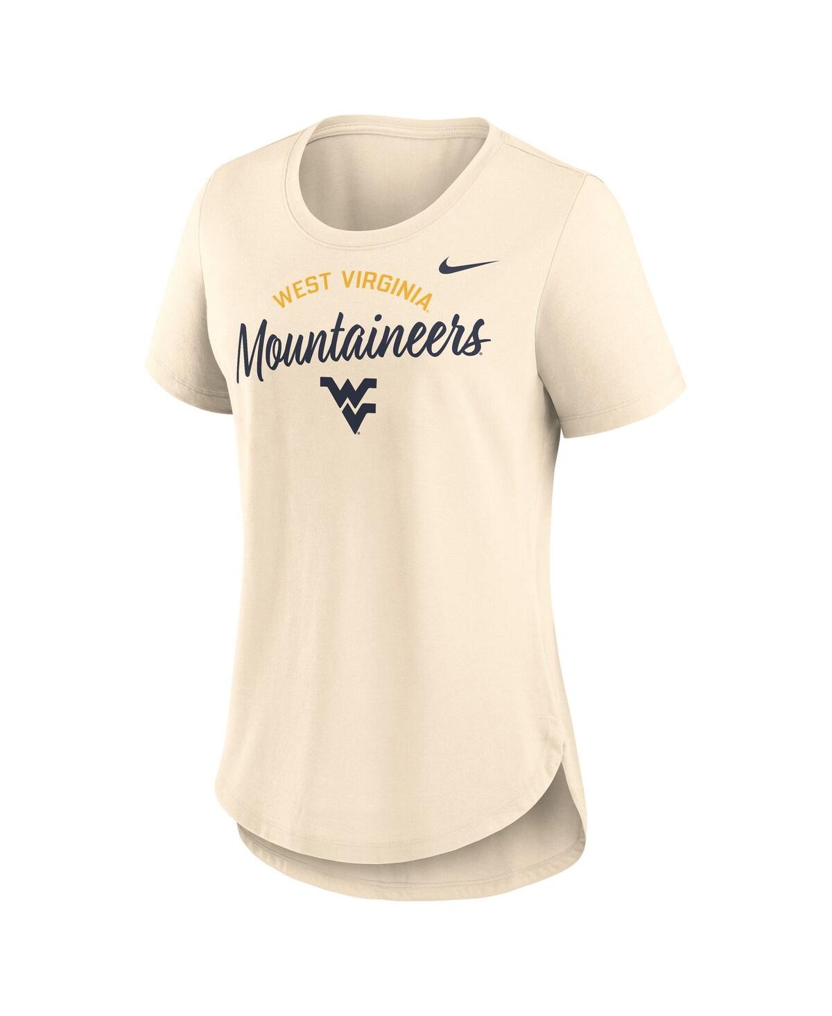 Nike Women's Cream West Virginia Mountaineers Script Logo Tri-blend T-shirt In Cream