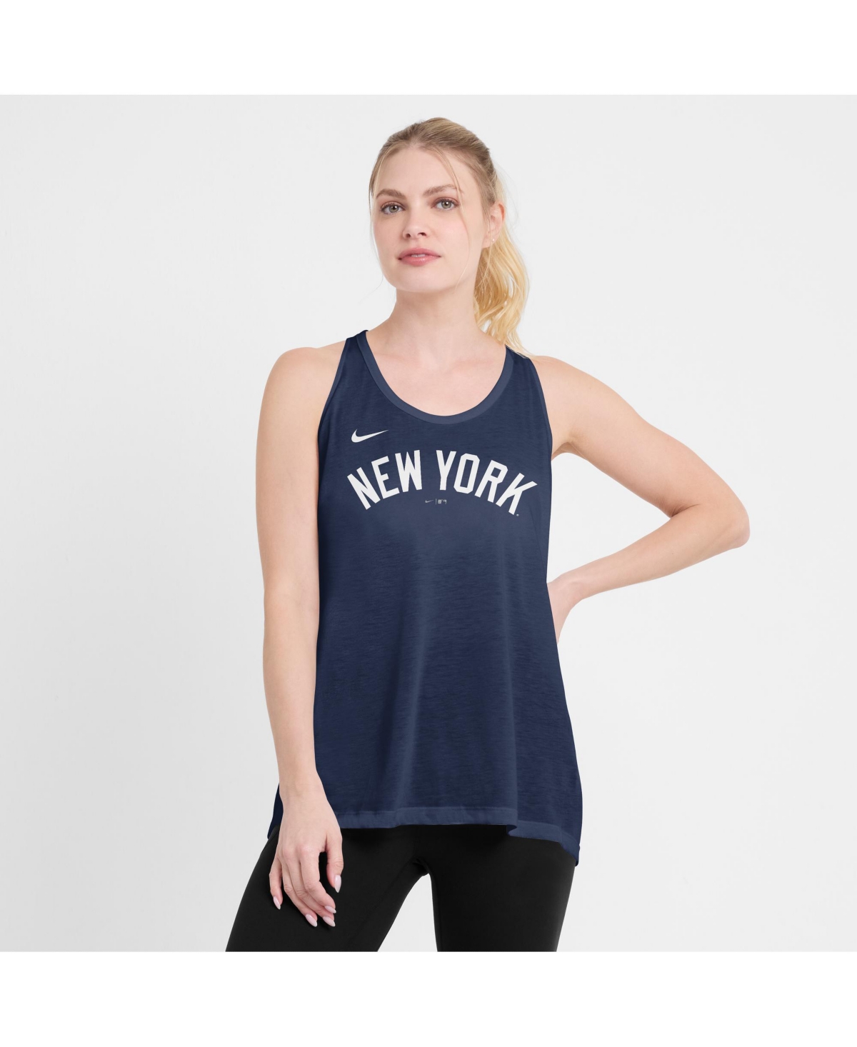 Nike Navy New York Yankees Crisscross Performance Tank Top In Blue