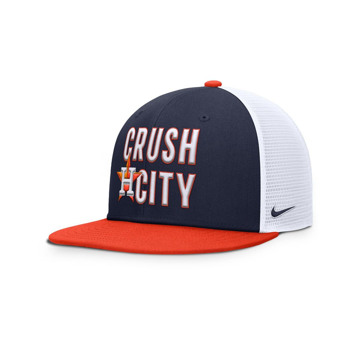 Men's Navy/Orange Houston Astros Pro Performance Trucker Snapback Hat