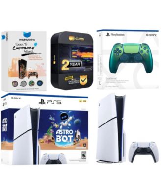 PlayStation 5 Slim Disc PS5 Astro Bot Bundle with Extra Controller and MightySkins Code and 2 Year Extended Warranty