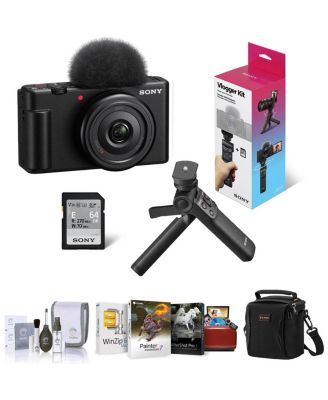 ZV-1F Vlogging Camera, Black Bundle with ACCVC1 Vlogger Accessory Kit, Corel Mac Software Kit, Shoulder Bag, Cleaning Kit
