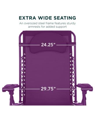 Oversized Zero Gravity Chair, Folding Outdoor Patio Recliner w/ Cup Holder