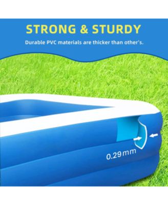 Inflatable Swimming Pool Kids Adults Blow up Pool Family Backyard 120" x 72" x 22" Blue