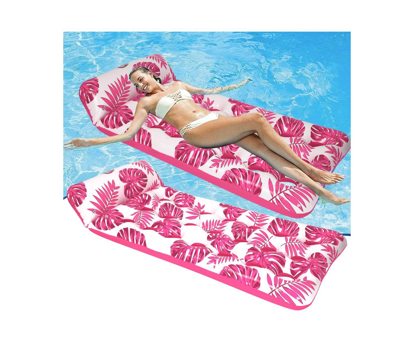 Детская игрушка Cowin Inflatable Pool Floats Hammock with Headrest Floating Pool Lounge Chair 73 x 34in for Adults, цвет: Красный — фото 1