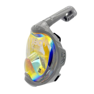MOFLOW+ IRRIDIUM Full Face Snorkel Mask Gray L/XL – Panoramic View, CO2-Free, 4X Oxygen, Anti-Fog, Dry Snorkel, Camera Mount, Silicone, Premium Straps