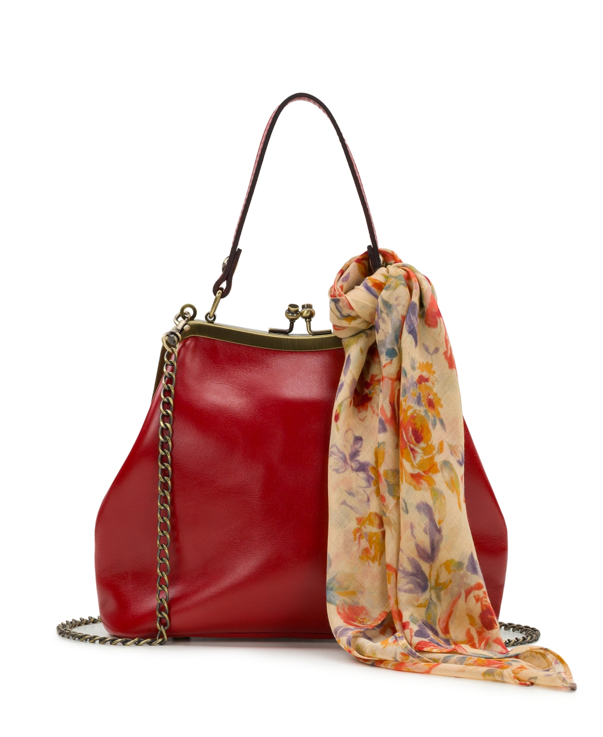 Patricia Nash Laureana Kisslock Frame With Aegean Bloom Scarf Small Satchel Bag