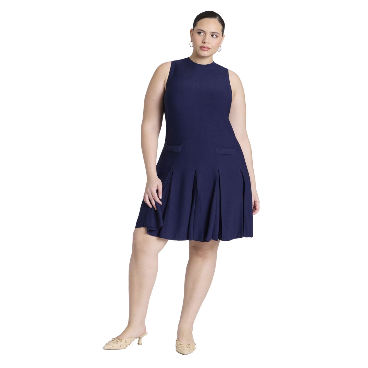Plus Size Sweater Tennis Dress - Lemon