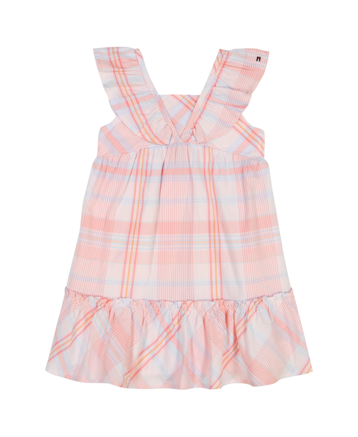 Shop Tommy Hilfiger Toddler And Little Girls Madras Plaid Peasant Midi Dress In Madras Multi Plaid