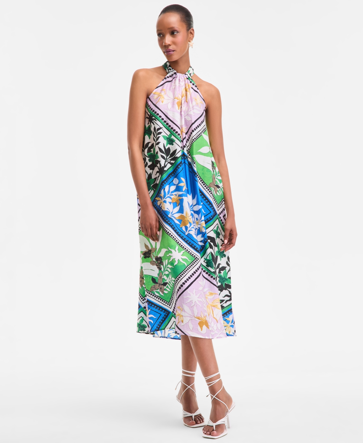 Women's Scarf-Print Halter Midi Dress, Exclusively at Macy's - Liza Scarf