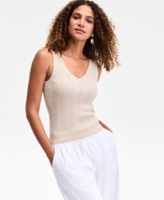 I.N.C. International Concepts - Women's Ribbed Sleeveless V-Neck Tank