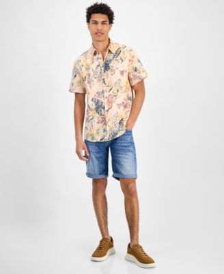 Mens Floral Shirt Shorts Sneakers