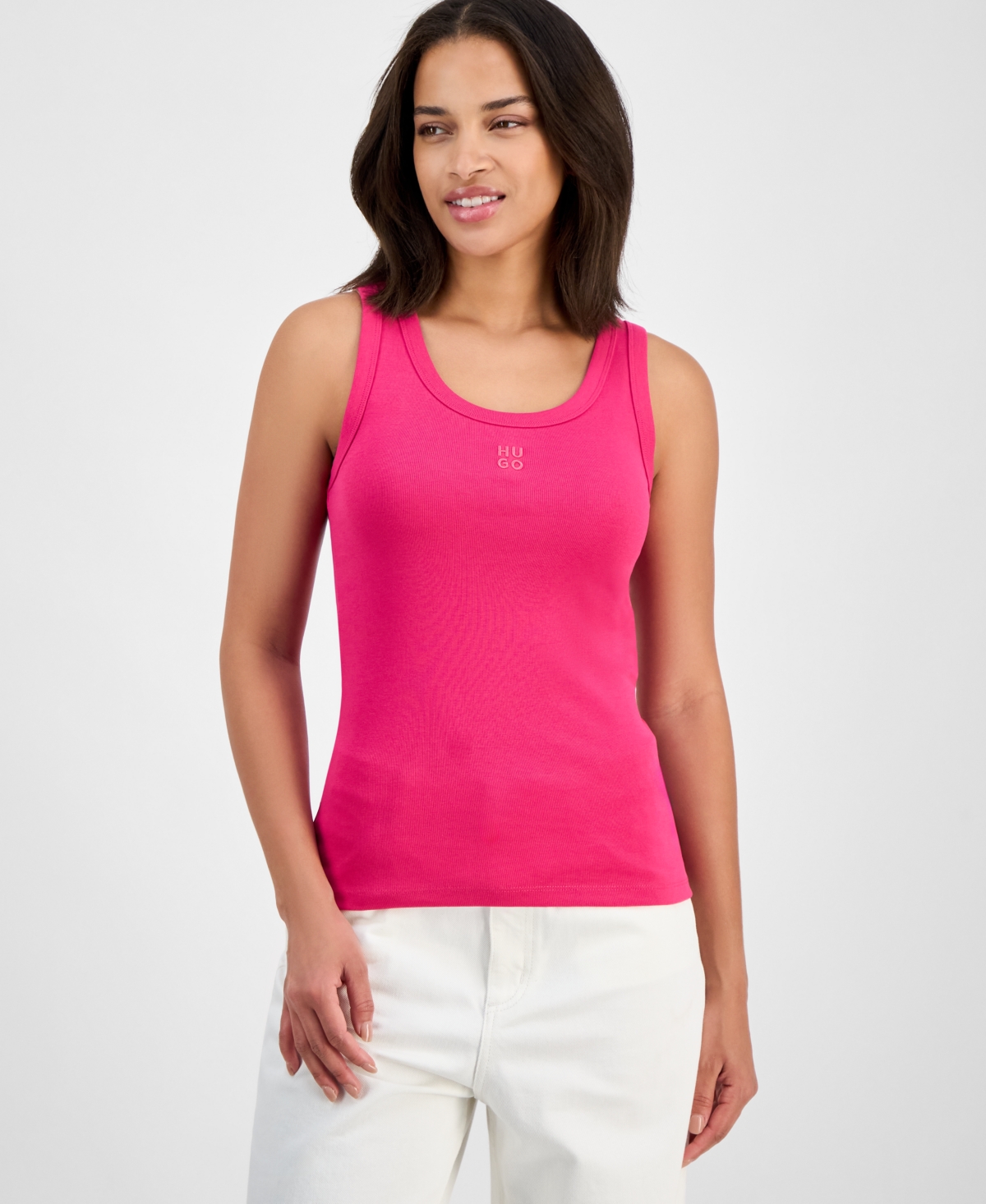 Women's Logo Scoop-Neck Knit Tank Top - Brght Pink