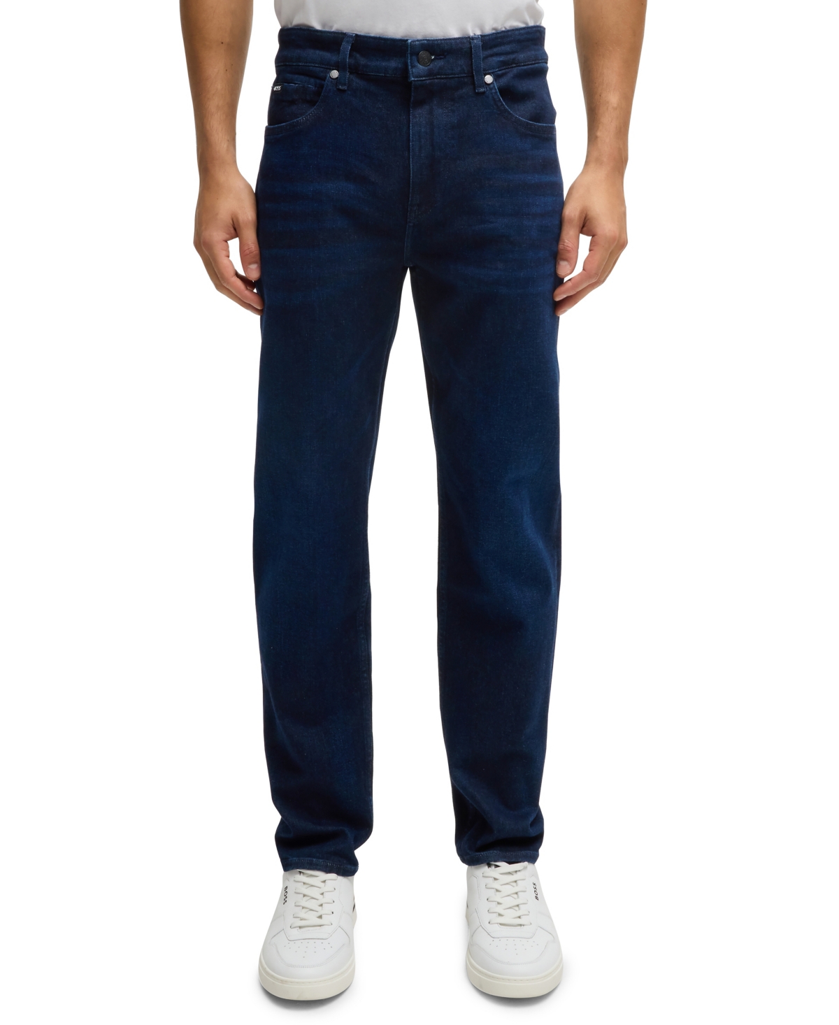 Hugo Boss Regular-fit Jeans In Dark-blue Super-stretch Denim In Navy