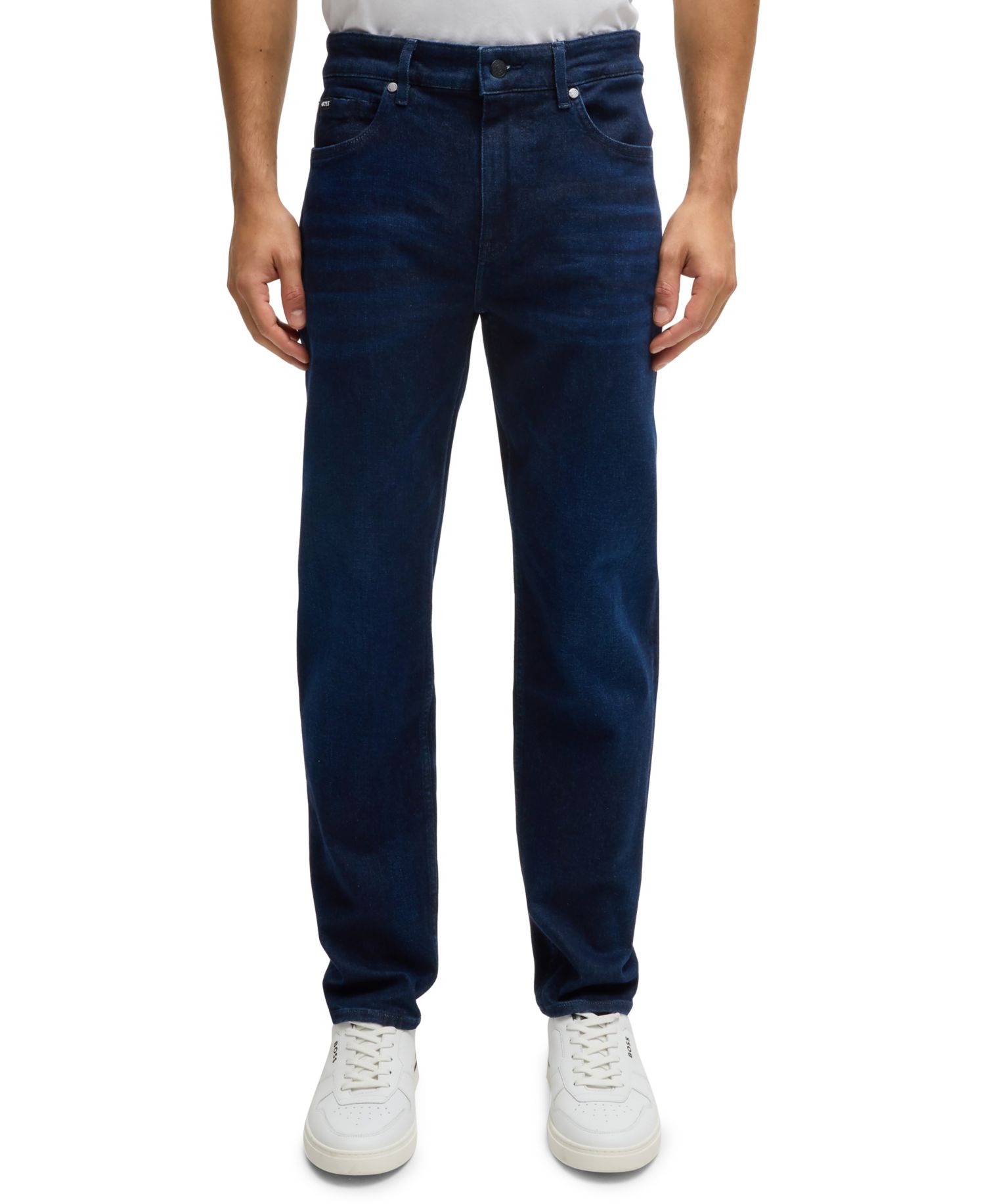 Men's Dark-Blue Soft Denim Regular-Fit Jeans
