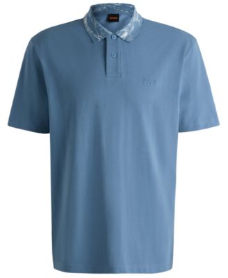 Men's Relaxed-Fit Cotton-Pique with Collar Artwork Polo Shirt