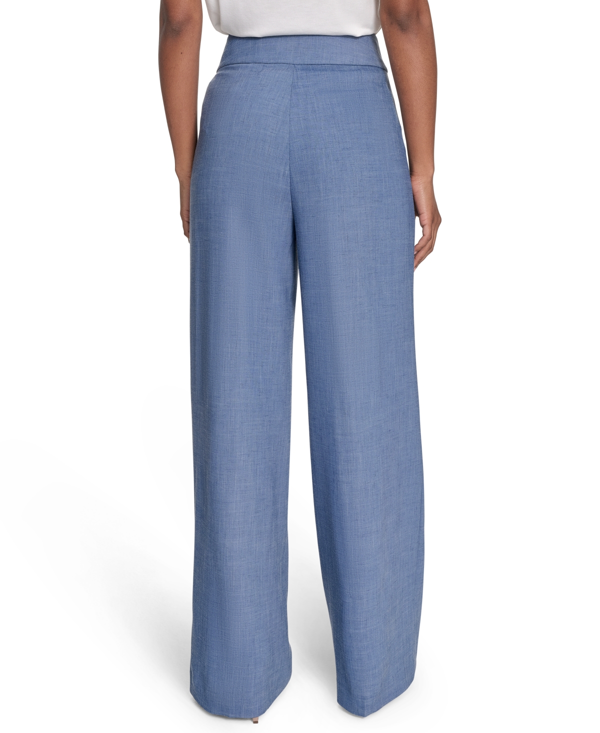 CALVIN KLEIN WOMEN'S FAUX-DENIM HIGH RISE WIDE-LEG PANTS 