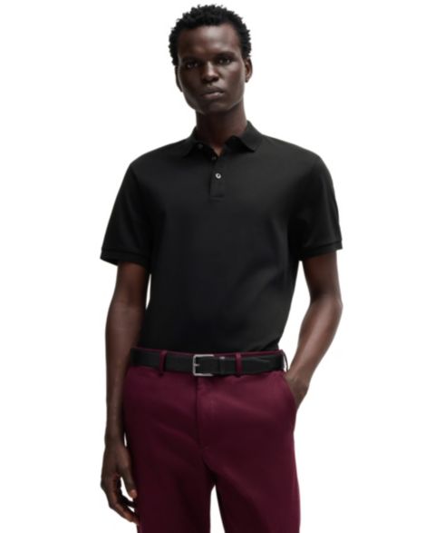 Мужское поло Hugo Boss Mercerized Cotton Regular-Fit Polo Shirt, цвет: Чёрный